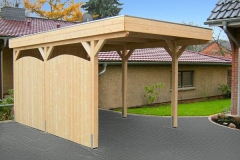Einzelcarport 7000 Akzent mit Holzblende und Sichtschutz